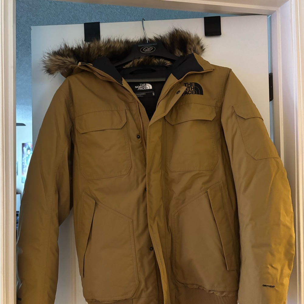 The North Face Tan Hooded Jacket with Fur Trim